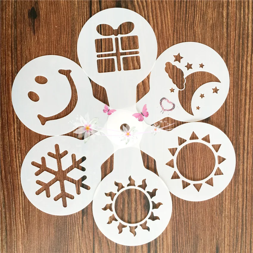 

19PCS/set Cafe Foam Spray Template Barista Stencils Decoration Tool Garland Mold Coffee Printing Flower Model