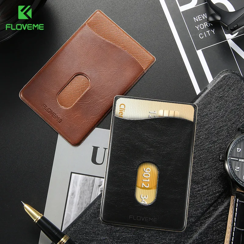 Koop FLOVEME Credit Id kaart Houder Pocket 3 M Adhesive Universele Cash Card Sticker Telefoon Terug Pouch Portemonnee Case Voor iPhone Samsung