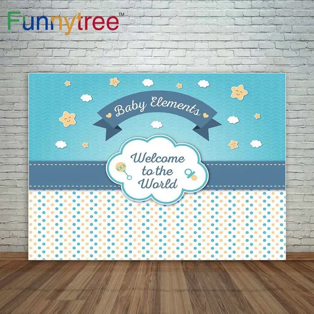baby shower backdrop blue background for boy cute dots ...