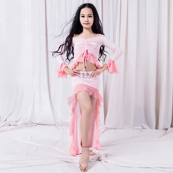 

Bellydance Costume Girls Long Sleeved Long Skirt Indian Costumes Children Belly Dance Clothes Show Kids Dancing Wear DNV10738