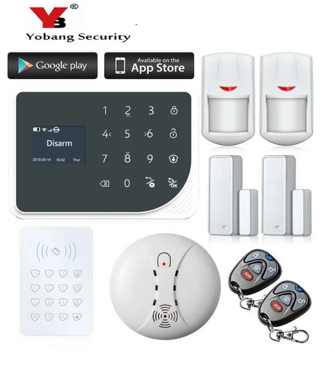 

YoBang Security Netherland/Russian/Spanish Voice Wireless Security Alarm System Touch Keyboard Smoke Sensor+PIR Motion Sensor.