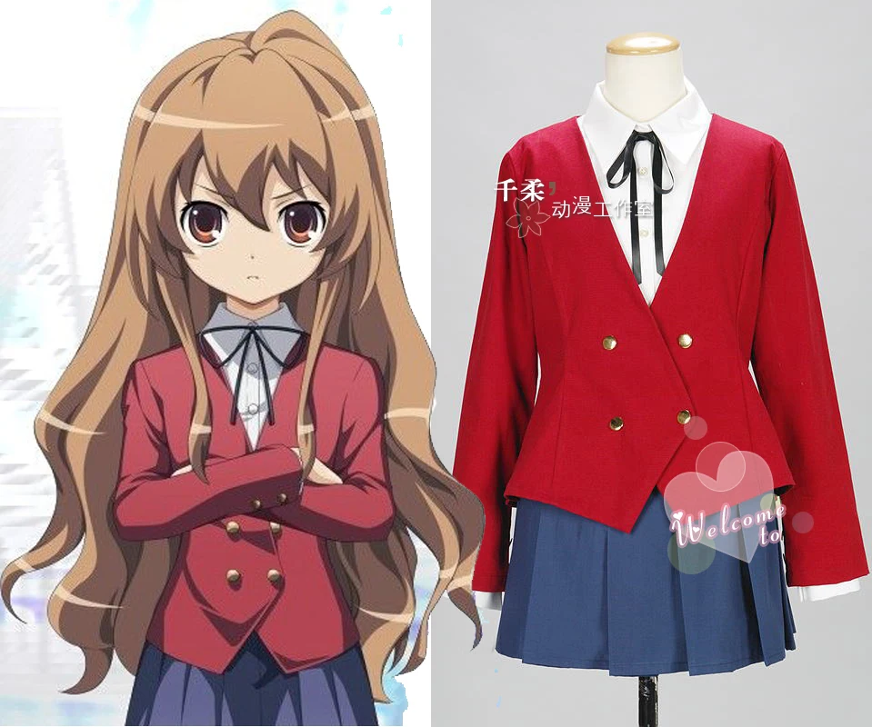 

Tiger X Dragon Toradora Aisaka Taiga Cosplay Costume Lolita School Uniform tops+skrit+shirt+tie