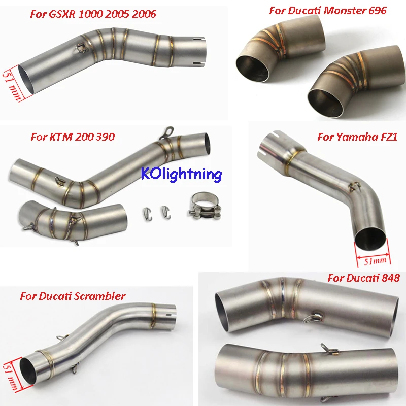 

Motorcycle Middle Exhaust Pipe Modified Exhaust Stainless Steel Tubes Slip on Pipe Connecting Pipe For GSXR/ Ducati/ KTM/ Yamaha