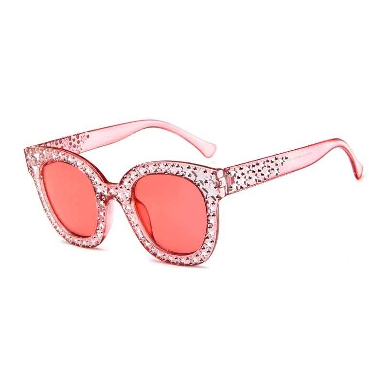 Shiny Stars Sunglasses Women Vintage Retro Square Shape Oversized Sun Glasses Fake Rhinestone Star Shades UV Protection oversized square sunglasses Sunglasses