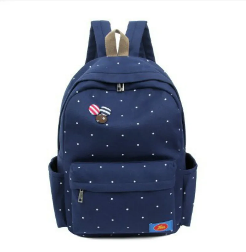 School Trendy Canvas Backpacks Women Fashion Bags Dot Printing Students Book Bags for Teenager
