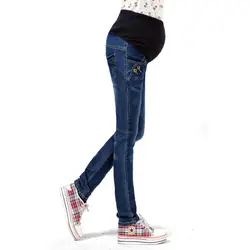 Хлопковые джинсы для беременных женская одежда джинсовые штаны брюки для беременных пресса эластичный пояс для беременных Костюмы
