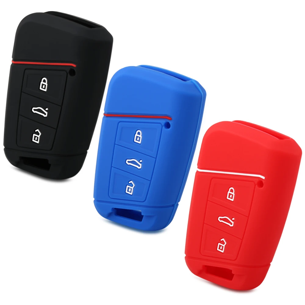 

Remote 3 BTNS Silicone Car Key Fob Bag Cover Case For Volkswagen VW Magotan Passat B8 For Skoda A7 Smart Protector