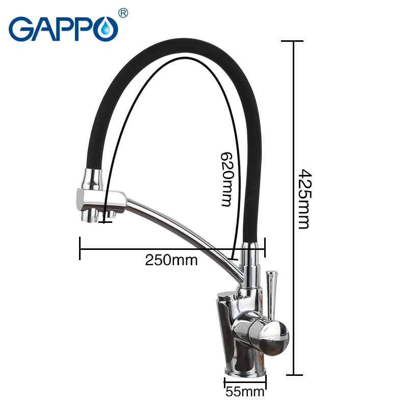 GAPPO kitchen faucet kitchen sink faucet black pull out kitchen mixer deck mounted filtered water mixer tap single handled taps 