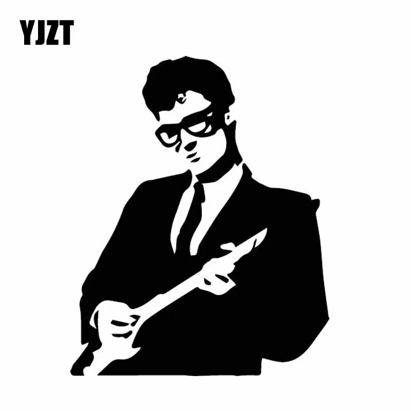 

YJZT 13CM*16.1CM Buddy Holly Decoration rock and roll Vinyl Decal Car Sticker Beautiful Black/Silver C27-0159