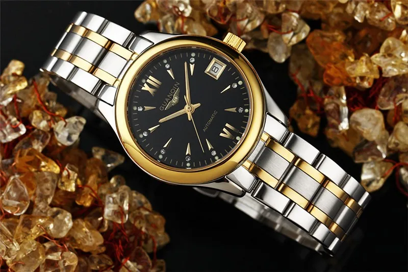 Womens Watches GUANQIN Date Luminous Rainstone Automatic Watch Waterproof Mechanical Watch Brand Luxury Stainless Steel Back (8)
