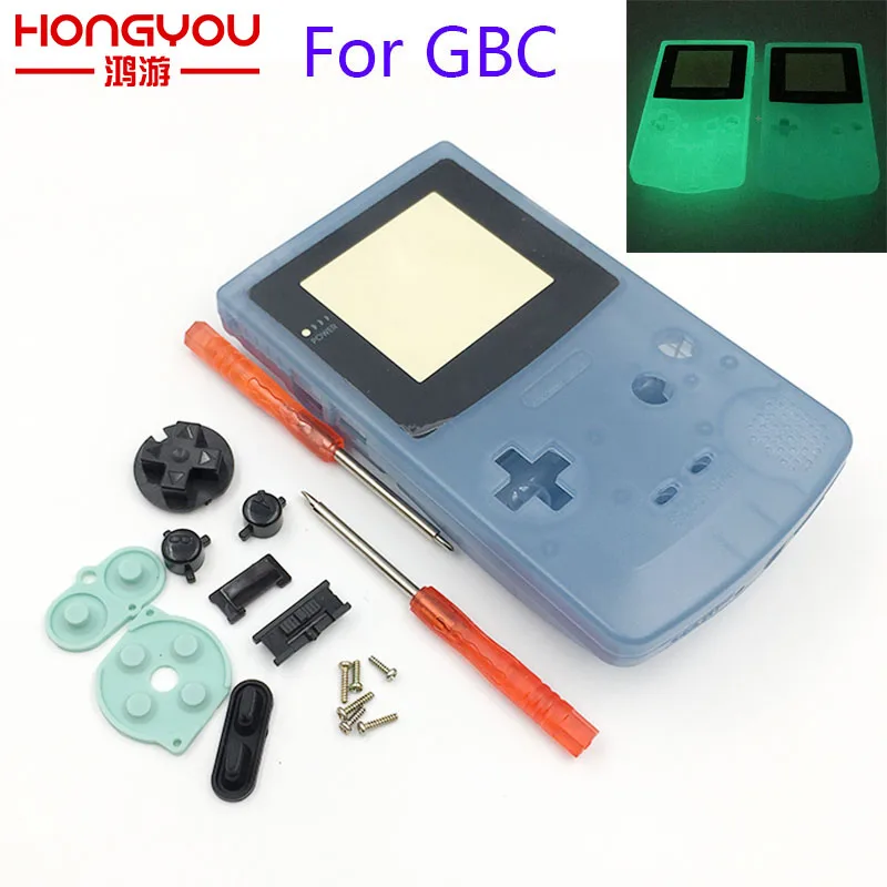 Пластиковый светящийся корпус флуоресцентный чехол для GBC Gameboy цветной синий