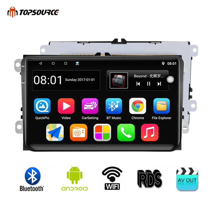 TOPSOURCE Car Multimedia Player 9001RDS Android 2 Din GPS 9 Inch Wifi Car Radio For VW/Volkswagen/POLO/PASSAT/Golf/Skoda/Fabia