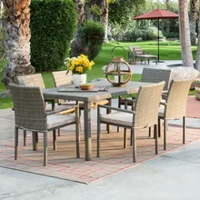 Прямая с фабрики уличная садовая мебель всепогодный Плетеный Патио Обеденный набор