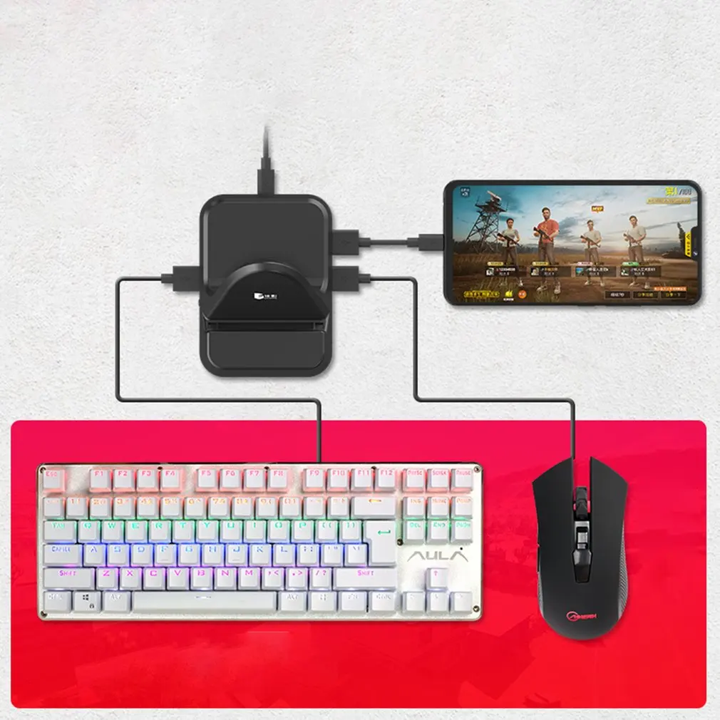  GAMWING for PUBG Mobile phone Game Controller Dual USB Ports Mouse and Keyboard Battledock Converte