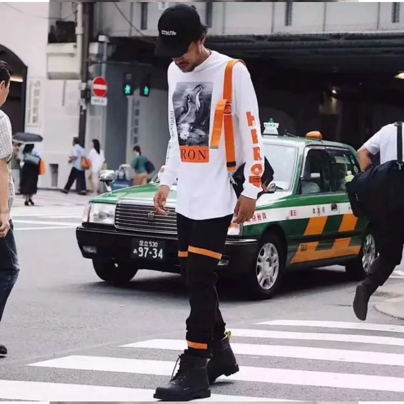 

Long Sleeve T-Shirt Heron Preston Men Women Hip Hop Streetwear Pullover 100% Cotton White Heron Preston T-Shirts Skateboard Tee