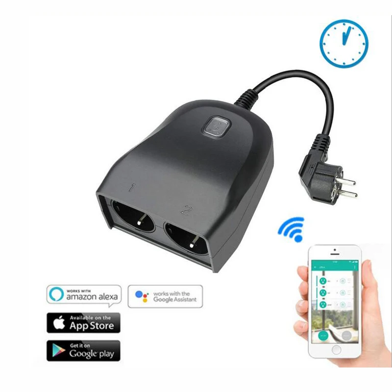 Smart Wifi Extension Socket IP44 Outdoor Use Remote Controlled by App in your Smartphone 2 EU AC Po