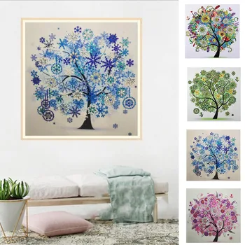 

4pcs DIY 5D Diamond Painting Special Shaped Four Seasons Tree DIY Gifts Home Ornaments Wall Sticker