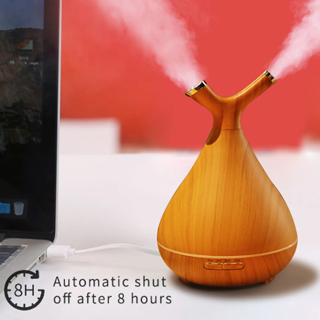 400ML Aromatherapy Essential Oil Aroma Diffuser With Wood Grain Aromatherapy Diffuser 7 Color LED Light For Home Office EU Plug