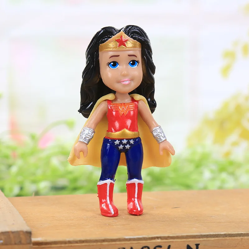 New superhero girl 7.3cm doll combination 6pcs/set Wonder Woman Superman toy Anime model toy creative hand-made children's doll