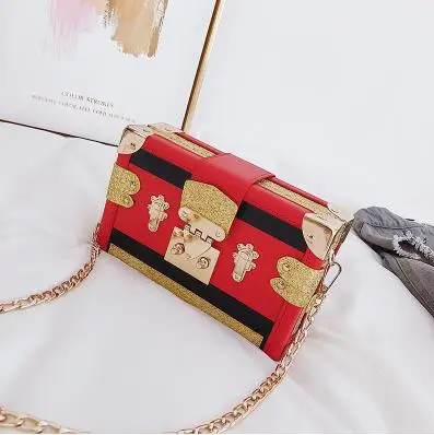 Новое поступление, стильные вечерние сумочки-клатчи из искусственной кожи с цветными пайетками, вечерняя сумочка, сумочка на цепочке, мини-сумка на плечо, сумка-мессенджер - Цвет: RED