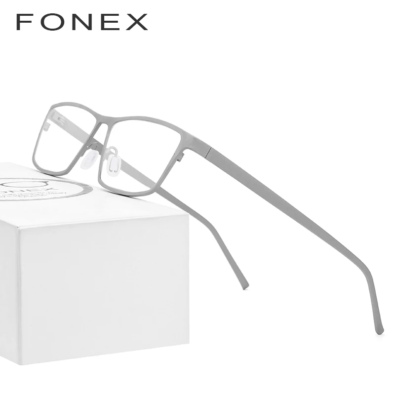 FONEX, оправа для очков из чистого титана, мужские очки для глаз по рецепту, для мужчин, квадратные очки, мужские Оптические Оправы для близорукости, очки 871