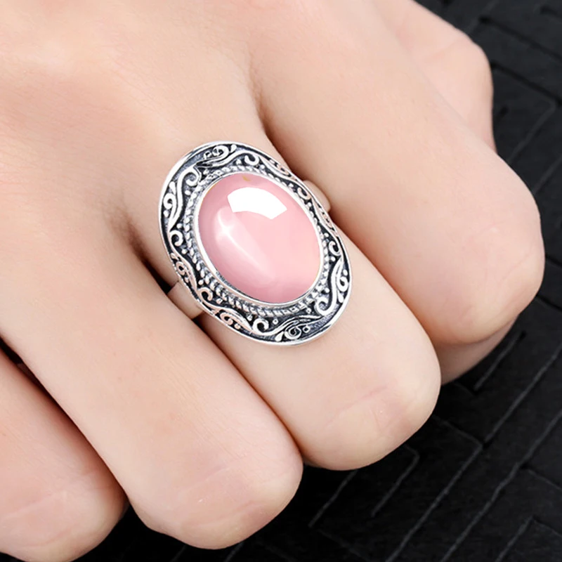 

10*14mm NOT FAKE S925 Sterling Silver Australia Ruby Rings art and craft gift shop lithuania Chalcedony