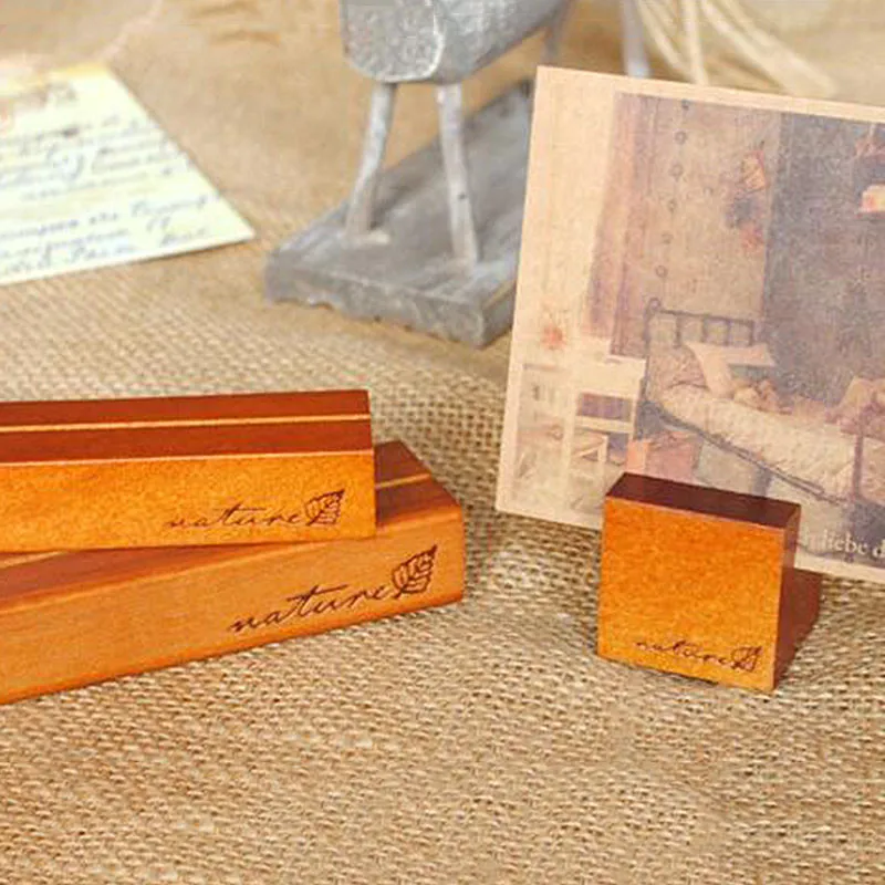 

Natural Stationery Retro Original Wooden Crafts Message Holders Stands Notes Photo Card Memo Clips Folders Desks Organizer Decor