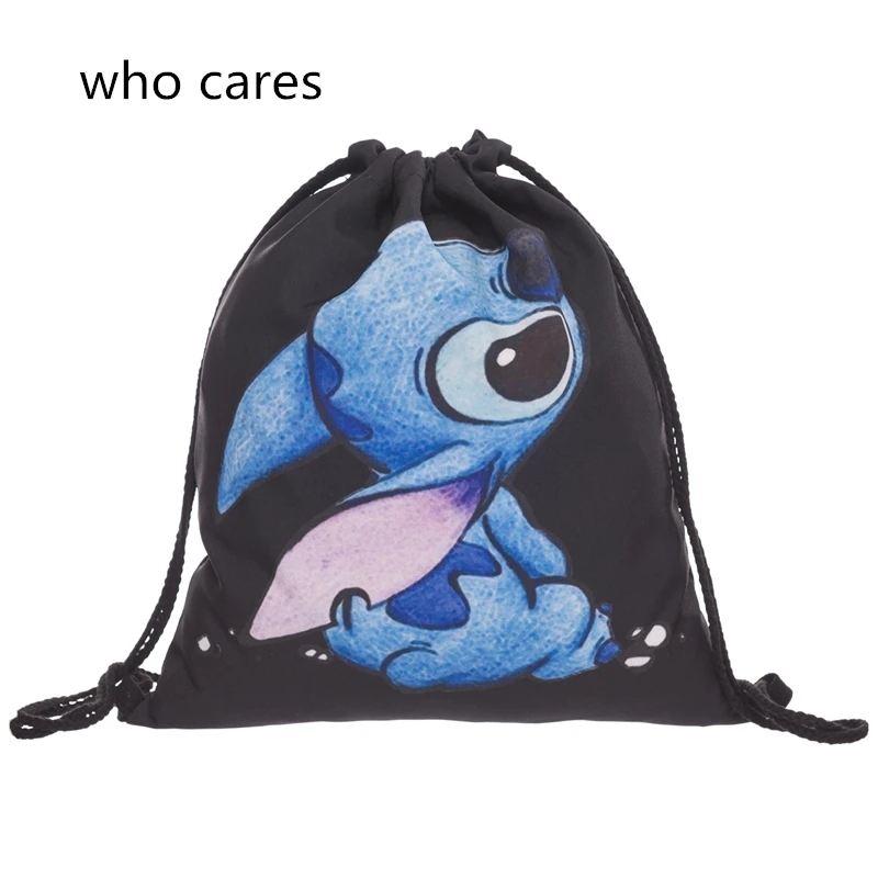 

Who Cares Hot Sale 3D Printing Black Bunny Mochila Feminina Backpack Women daily Casual Drawstring Bag Girl