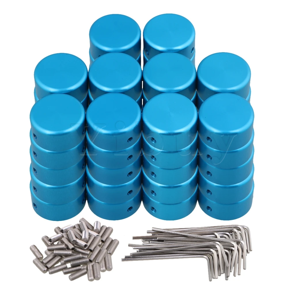 

Yibuy 50pcs Guitar Effects Parts Stomp Switch Pedal Box Foot Metal Blue Knob