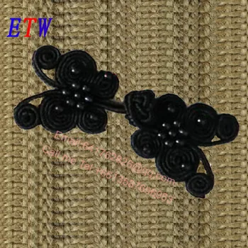 

Free shipping China knot button 6-7cm Black Lovely Butterfly Button Fashion Decoration For Garment, Invatation,Package 20pcs/lot
