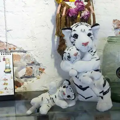 Симпатичная игрушка для мамы и ребенка с тигром, плюшевая игрушка, Детская кукла с милым тигром, реквизит для фотосессии, детский подарок 48 см, 19 дюймов - Цвет: White with 2 Babies