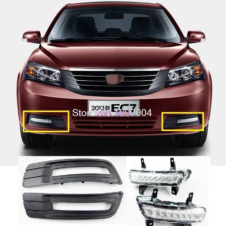 4 pcs/lot Sedan LED fog lamp DRL with Frame Car Daytime Running Lights car styling for 2013 Geely Emgrand EC7 accessories