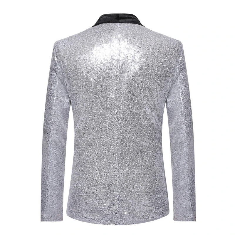 MJARTORIA Shiny Gold Sequin Bling Glitter Blazer Men New Shawl Collar Club DJ Mens Blazer Jacket Stage Clothers for Singers