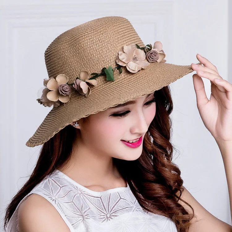 

New Korean version sunshade cap with anti-ultraviolet rays in spring and summer lady's wreath cool Beach Hat