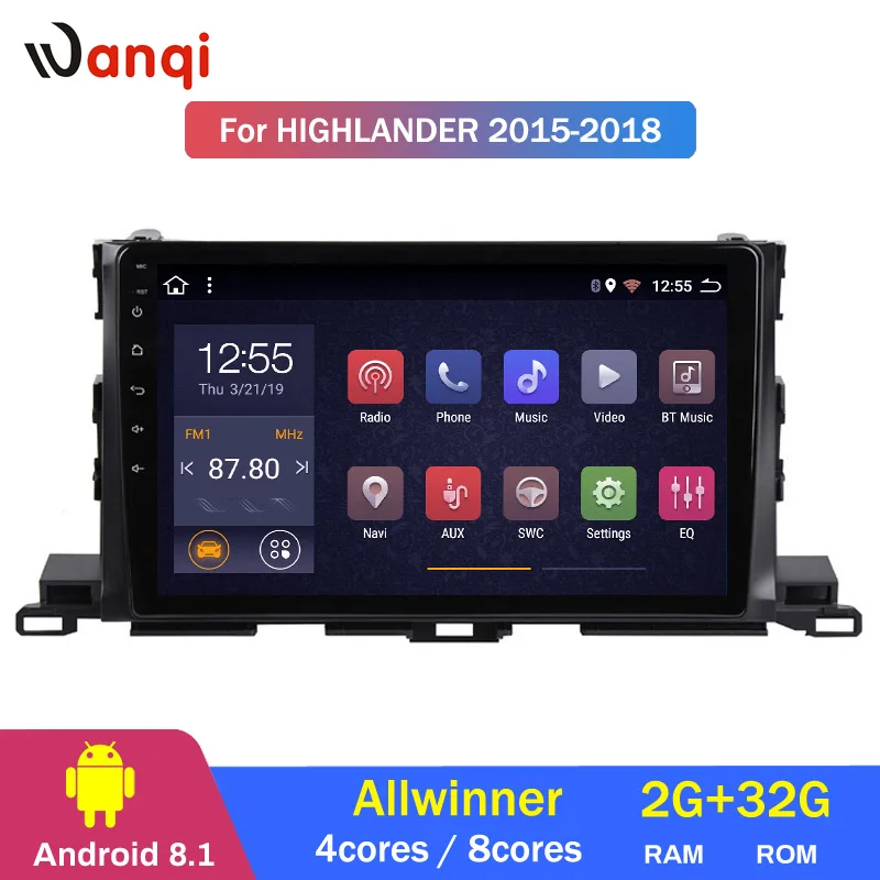 

2G RAM 32G ROM 10.1 inch Android 8.1 Car GPS Navigation System for Toyota highlander 2015-2018 stereo radio
