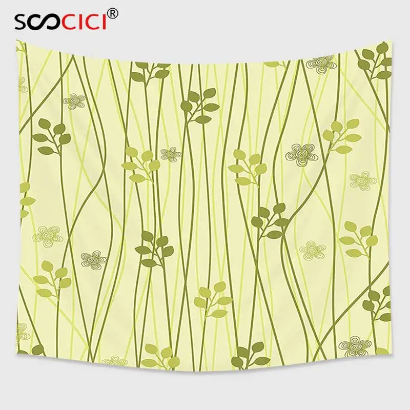 

Cutom Tapestry Wall Hanging,Leaves Decor Collection Floral Design Modern Style Pattern Plants with Leaves Flowers Decoration Art