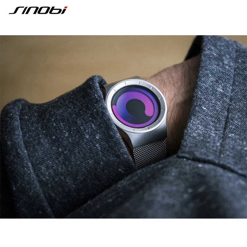 SINOBI Brand Creative Sports Quartz Watch Men Stainless Steel Strap Mens Watches 2019 Fashion Rotation Clock Relogio Masculino