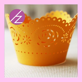 

50pcs/lot Freeshipping Customize laser cut wedding party favor with pumpkin pattern cupcake wrapper wholesale and retails