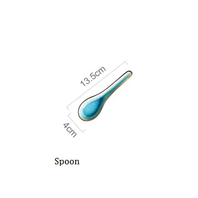 NIMITIME керамическая ледяная глазурь серия суповая чаша рисовая чаша на пару рыба фруктовая чаша суповая ложка, столовые приборы - Цвет: Spoon