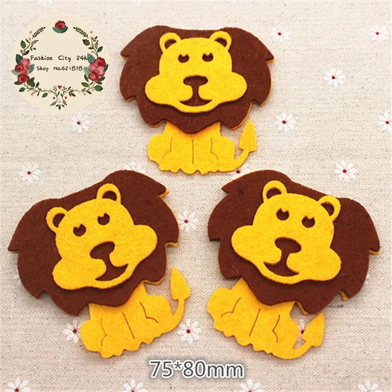 5pcs Non-Woven Fabric Handmade Cartoon Animal Lion Patches Felt Accessories DIY Cloth Appliques/Craft Scrapbooking,75*80mm 5pcs Non-Woven Fabric Handmade Cartoon Animal Lion Patches Felt Accessories DIY Cloth Appliques/Craft Scrapbooking,75*80mm