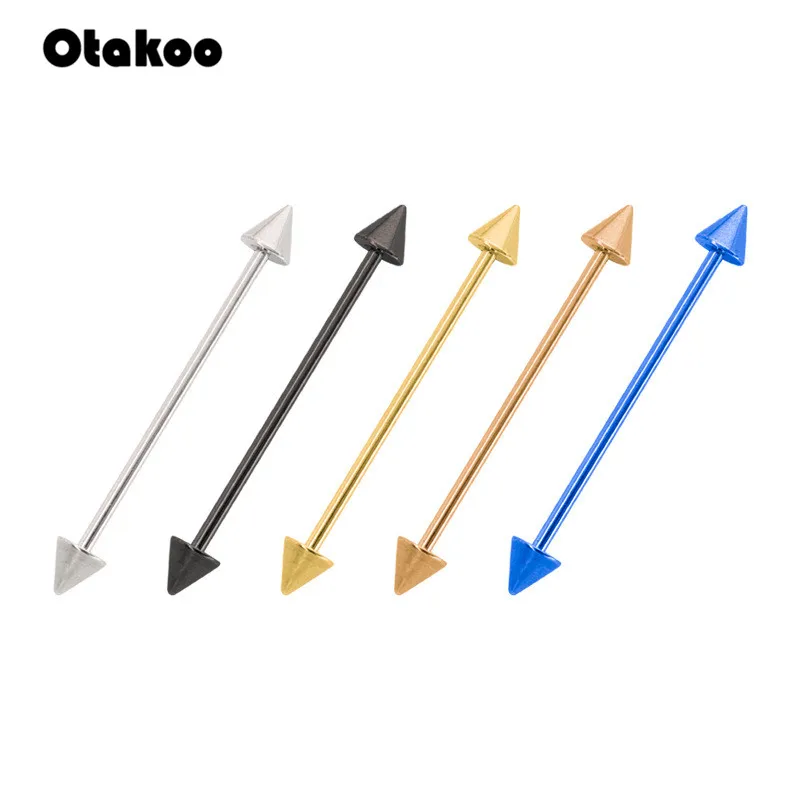 

Otakoo Internally Thread Ear Industrial Straight Barbell Rings Piercing Silver Gold Blue Black Cone Stainless Steel Jewelry