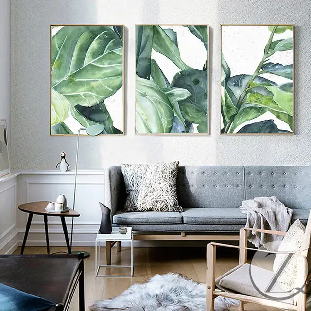 Fresh Wall Art Tropical Plants Green Leaf Great Vitality Decoraive Canvas Paintings Canvas