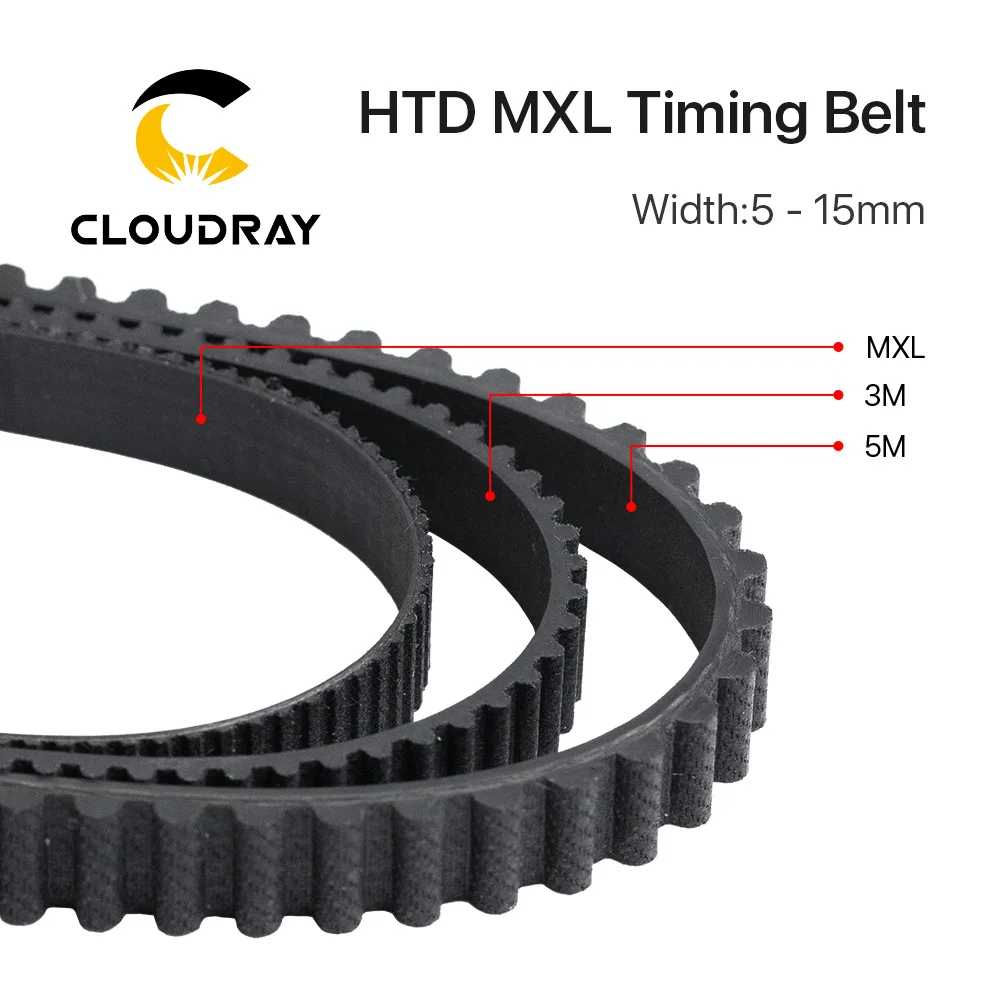 Cloudray MXL 개방형 타이밍 벨트 전송 벨트 고무 폭 5mm 섬유 YAG Pully CO2 레이저 조각 기계 절단