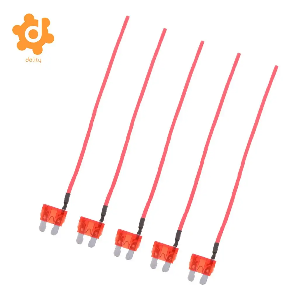 5 Pieces Car Truck Boat 10A 32V ATO ATC Medium Blade Fuses with 16 AWG Wire