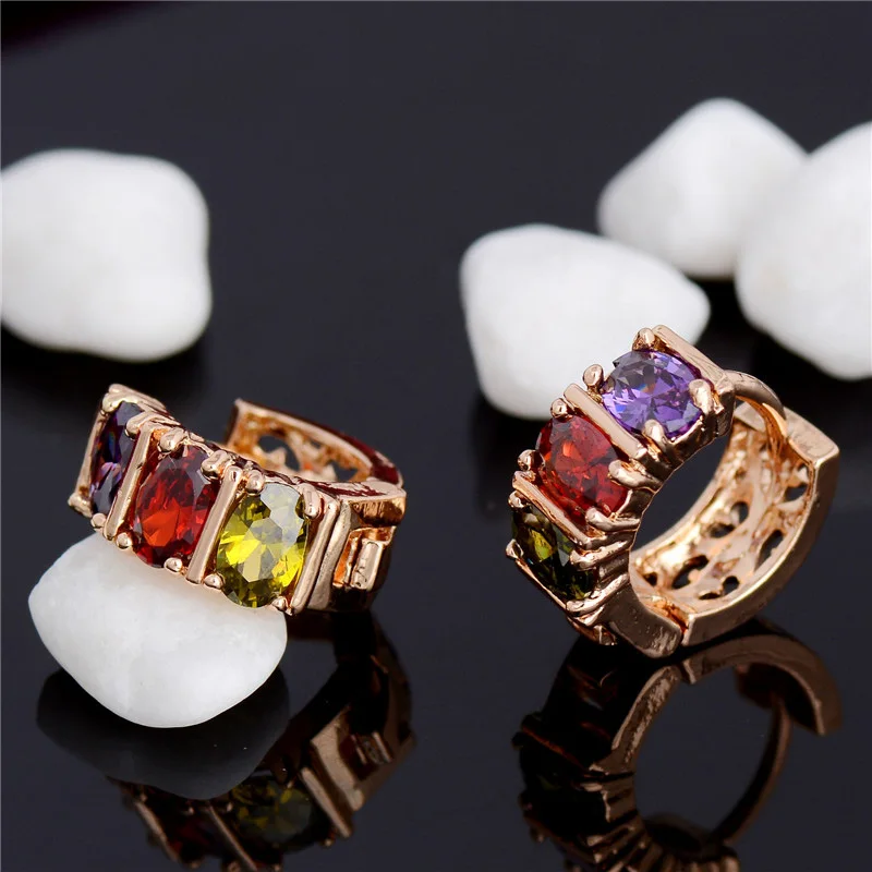 

Top Sale AAA Zircon Hoop Earrings for Women Ear Jewelry Brincos Luxury Gold Color Earring Fashion Wedding Accessories Earing