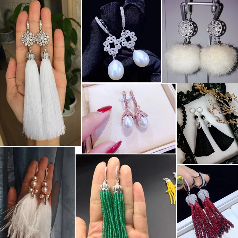 4 Colors Accessories For Earrings Copper Zirconia Accessories for Jewelry DIY Tassle Pearl Earrings Wholesale