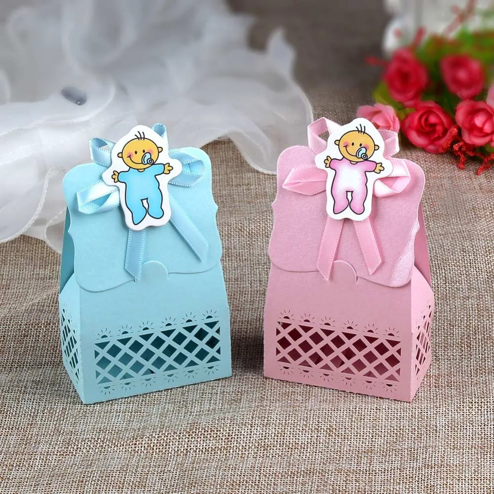 OurWarm 12 шт. Baby Shower Favor Box милый мультфильм крещение Бумага конфеты подарочная коробка сувенир мальчик девочка день рождения поставки