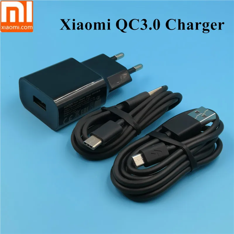 

XIAOMI redmi note 5 Charger QC 3.0 Adapter for xiaomi mi 8 6 mix 3/2s a1 a2 max 3 2 mi8 redmi 5 plus mi5 micro usb type c cable