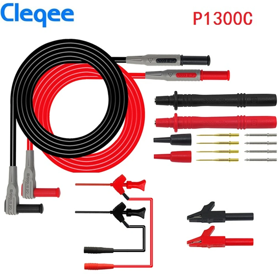 Cleqee P1300B P1300C 12 в 1 супер мультиметр зонд Сменный зонд Зажим мультиметра Тесты привести наборы+ зажимы типа «крокодил»