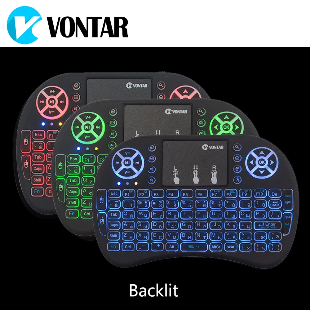 preço VONTAR Backlight i8 Inglês Backlit Espanhol Russo 2.4 ghz Teclado Sem Fio air Mouse Touchpad para Android TV BOX Mini PC